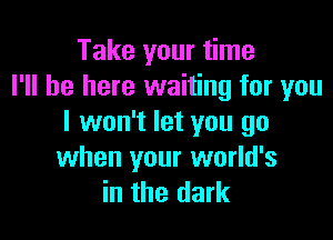 Take your time
I'll be here waiting for you

I won't let you go
when your world's
in the dark