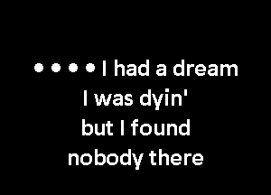 OOOOIhadadream

l was dyin'
but I found
nobody there