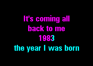 It's coming all
back to me

1983
the year I was born