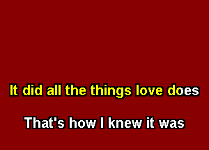 It did all the things love does

That's how I knew it was