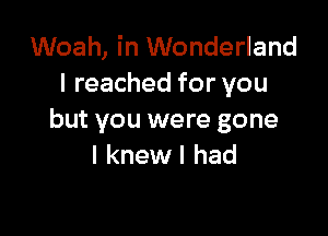 Woah, in Wonderland
I reached for you

but you were gone
I knew I had