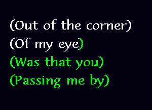 (Out of the corner)
(Of my eye)

(Was that you)
(Passing me by)