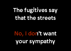 The fugitives say
that the streets

No, I don't want
your sympathy