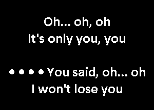 Oh... oh, oh
It's only you, you

0 o o 0 You said, oh... oh
I won't lose you