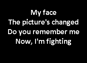 My face
The picture's changed

Do you remember me
Now, I'm fighting