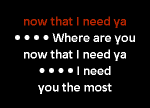 now that I need ya
0 o o 0 Where are you

now that I need ya
0 o o o I need

you the most