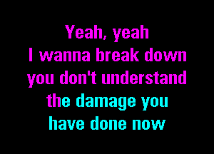 Yeah, yeah
I wanna break down

you don't understand
the damage you
have done now