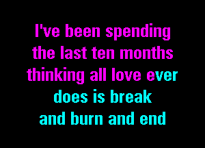 I've been spending
the last ten months
thinking all love ever
does is break
and burn and end