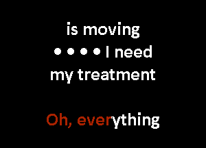 is moving
0 0 0 0 I need
my treatment

Oh, everything