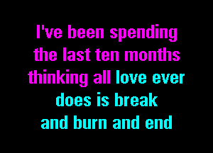 I've been spending
the last ten months
thinking all love ever
does is break
and burn and end