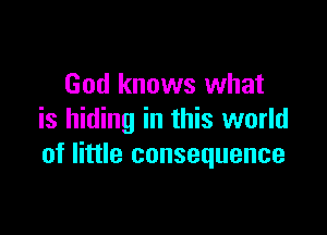God knows what

is hiding in this world
of little consequence