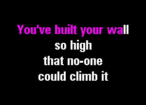 You've built your wall
so high

that no-one
could climb it