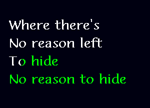 Where there's
No reason left

To hide
No reason to hide