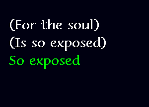 (For the soul)
(Is so exposed)

So exposed