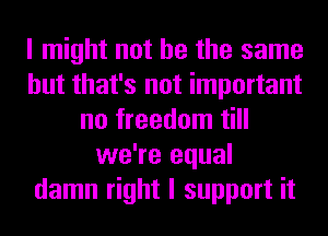 I might not he the same
but that's not important
no freedom till
we're equal
damn right I support it