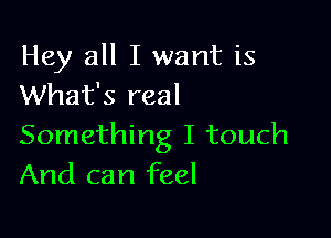 Hey all I want is
What's real

Something I touch
And can feel