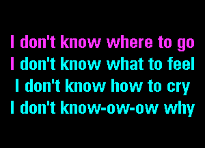 I don't know where to go
I don't know what to feel
I don't know how to cry
I don't know-ow-ow why