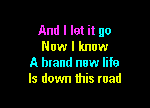 And I let it go
Now I know

A brand new life
Is down this road