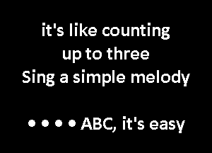 it's like counting
up to three

Sing a simple melody

o o o 0 ABC, it's easy