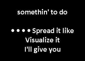 somethin' to do

0 0 0 0 Spread it like
Visualize it
I'll give you
