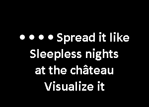 O 0 0 0 Spread it like

Sleepless nights
at the chateau
Visualize it