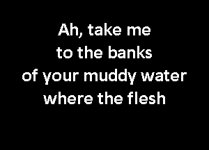 Ah, take me
to the banks

of your muddy water
where the flesh