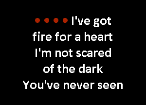 0 0 0 0 I've got
fire for a heart

I'm not scared
of the dark
You've never seen