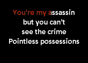 You're my assassin
but you can't

see the crime
Pointless possessions