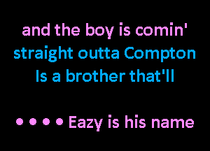 and the boy is comin'
straight outta Compton
Is a brother that'll

o o o 0 Eazy is his name