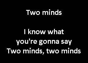 Two minds

I know what
you're gonna say
Two minds, two minds