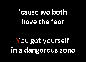 'cause we both
have the fear

You got yourself
in a dangerous zone