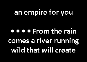 an empire for you

0 0 0 0 From the rain
comes a river running
wild that will create
