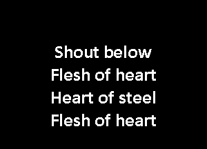 Shout below

Flesh of heart
Heart of steel
Flesh of heart