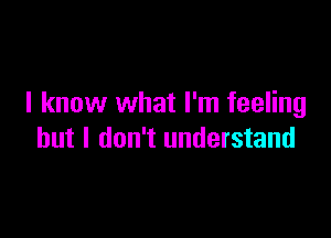 I know what I'm feeling

but I don't understand