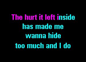 The hurt it left inside
has made me

wanna hide
too much and I do