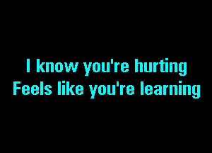 I know you're hurting

Feels like you're learning