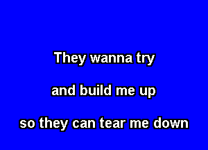 They wanna try

and build me up

so they can tear me down