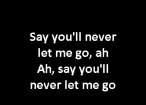 Say you'll never

let me go, ah
Ah, say you'll
never let me go