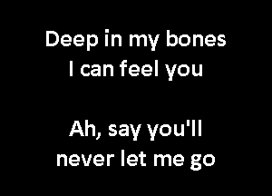 Deep in my bones
lcanfeelyou

Ah, say you'll
never let me go