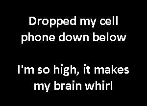 Dropped my cell
phone down below

I'm so high, it makes
my brain whirl