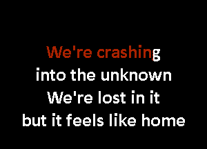 We're crashing

into the unknown
We're lost in it
but it feels like home