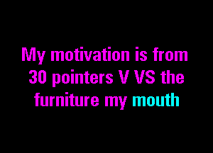 My motivation is from

30 pointers V VS the
furniture my mouth