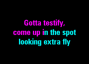 Gotta testify,

come up in the spot
looking extra fly