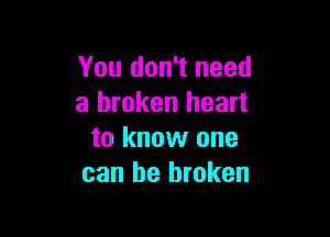 You don't need
a broken heart

to know one
can be broken
