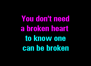 You don't need
a broken heart

to know one
can be broken