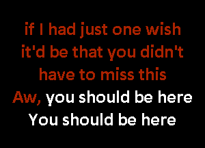 if I had just one wish
it'd be that you didn't
have to miss this
Aw, you should be here
You should be here