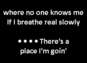 where no one knows me
If I breathe real slowly

0 0 0 0 There's a
place I'm goin'