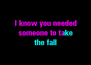 I know you needed

someone to take
the fall