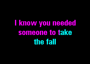 I know you needed

someone to take
the fall
