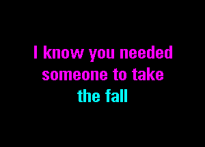 I know you needed

someone to take
the fall